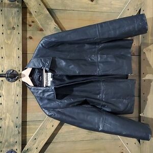 MITSU 100% GENUINE LEATHER BLACK BLAZER CLASSIC SIZE XL NEW YORK MILAN P…